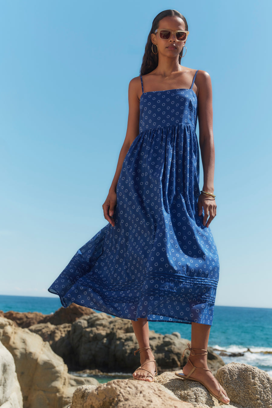Maddison Dress - Soft Cobalt Shibori