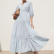 Georgina Dress - Blue/Ivory Stripe