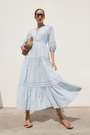 Georgina Dress - Blue/Ivory Stripe