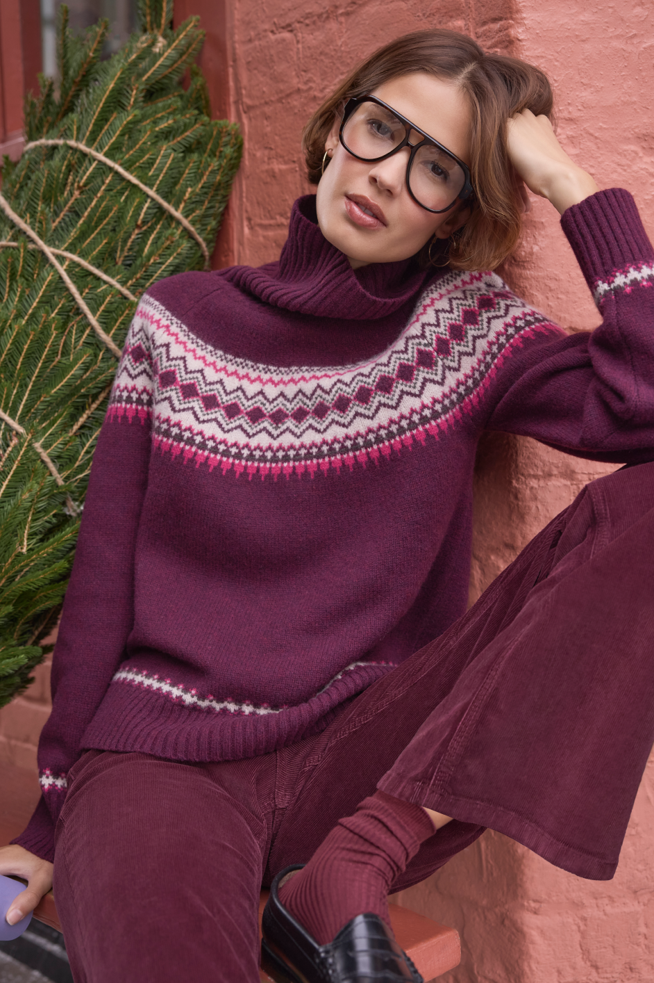 Iris Fairisle Jumper - Deep Fig