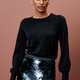 Fleurine Scallop Jumper - Black Sparkle