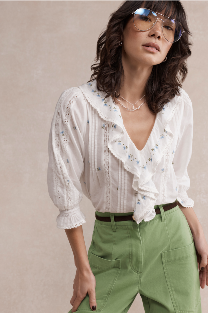 Sierra Blouse - Ivory Embroidered