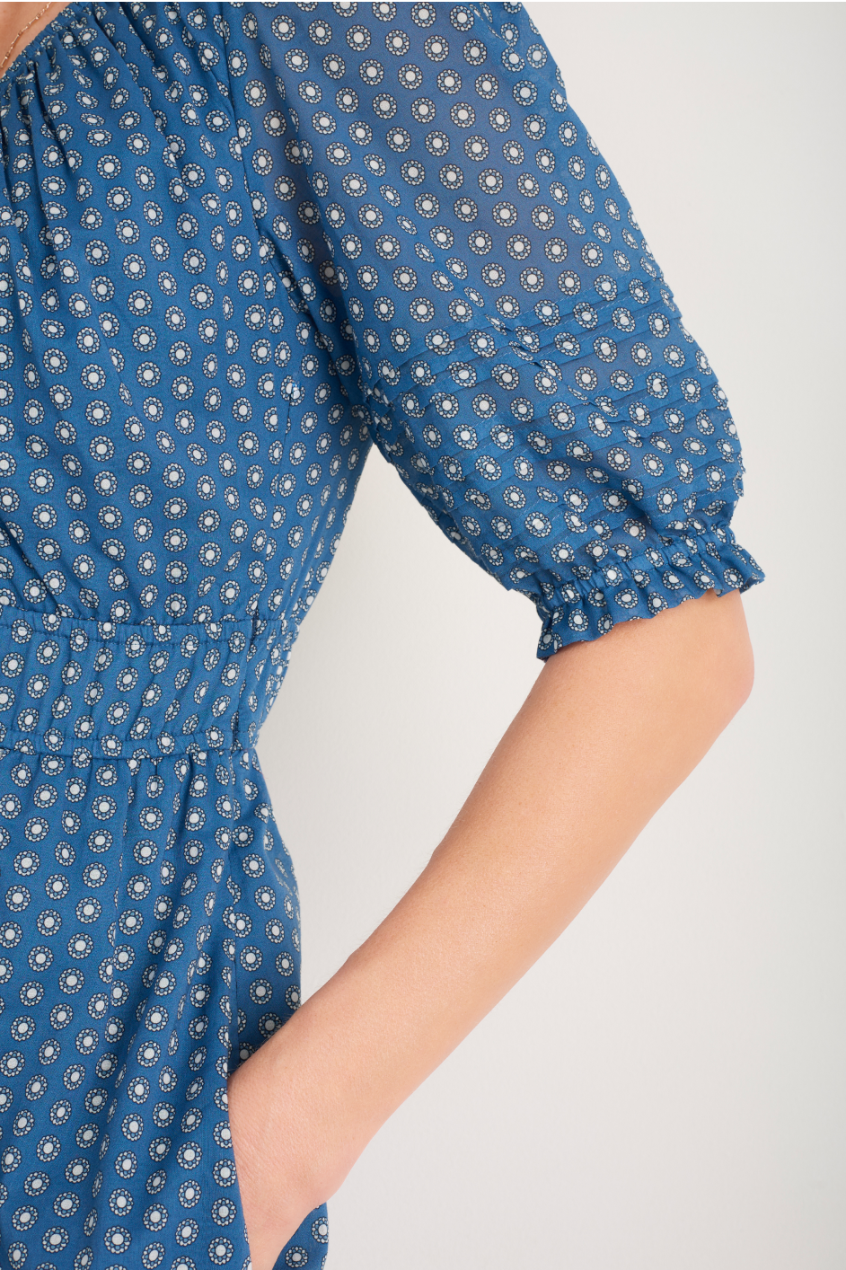 Piper Dress - Chambray Geo Stamp