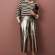 Yasmin Faux Leather Skirt - Pewter