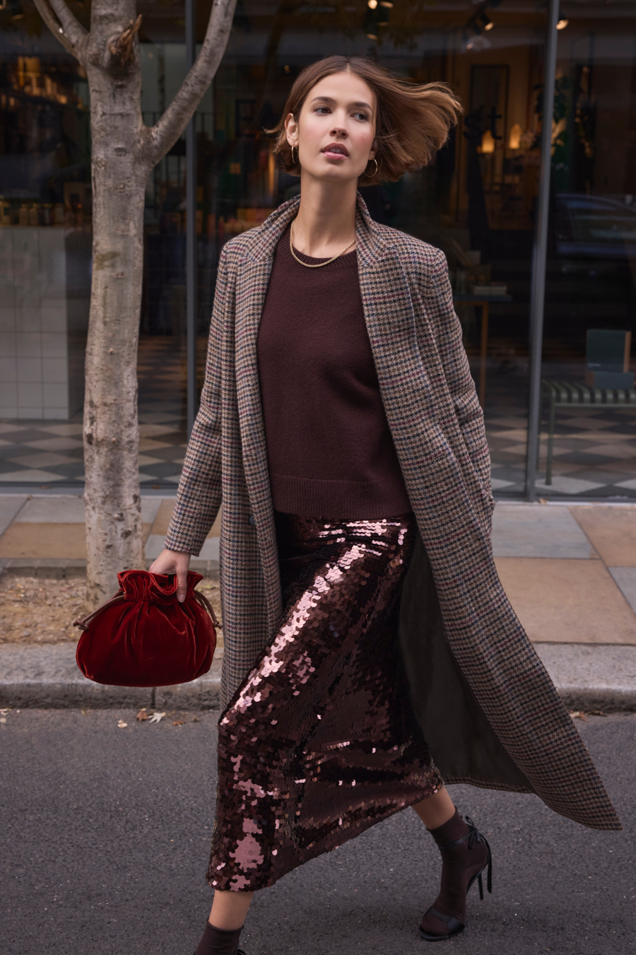 Suzy Sequin Skirt - Cocoa