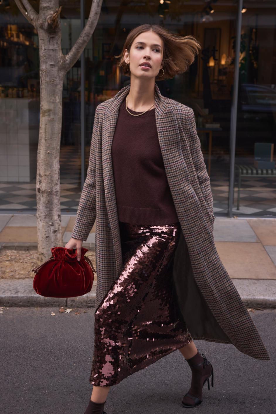 Suzy Sequin Skirt - Cocoa