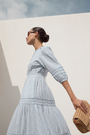 Georgina Dress - Blue/Ivory Stripe