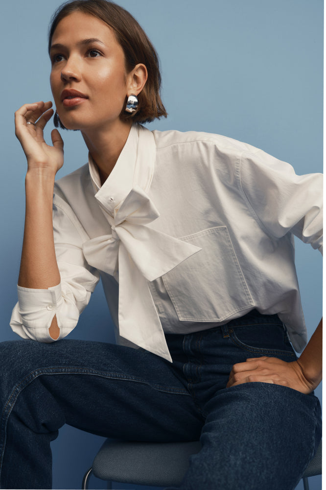 Maisie Pussybow Shirt - White