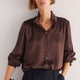 Clemmy Silk Satin Blouse - Cocoa