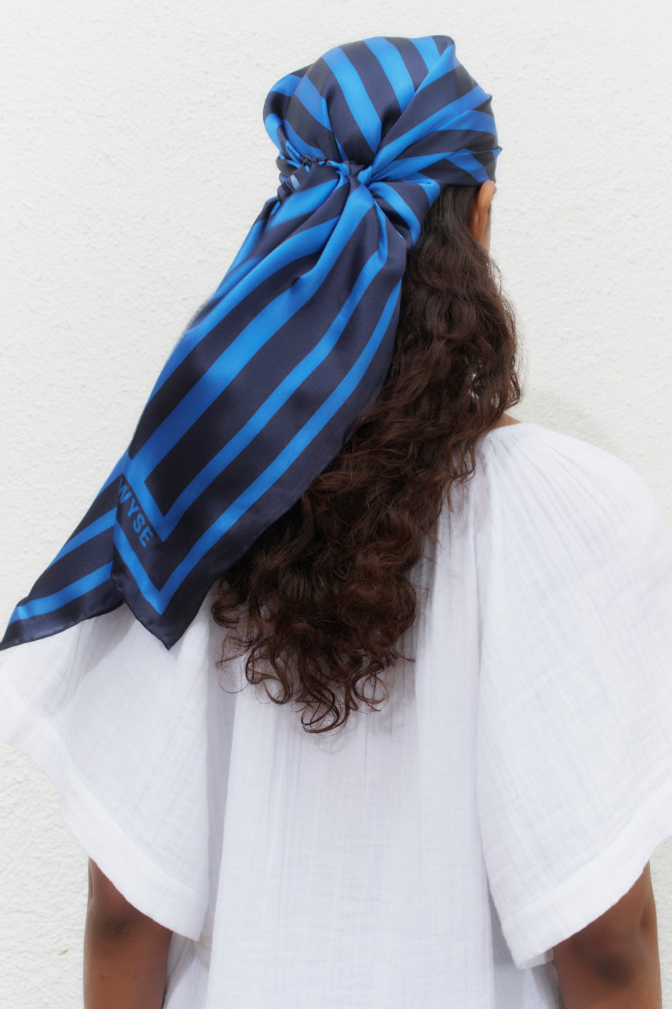 Cath x WYSE Silk Scarf - Blue Stripe – WYSE London