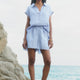 Marina Linen Short - Blue/Ivory Stripe