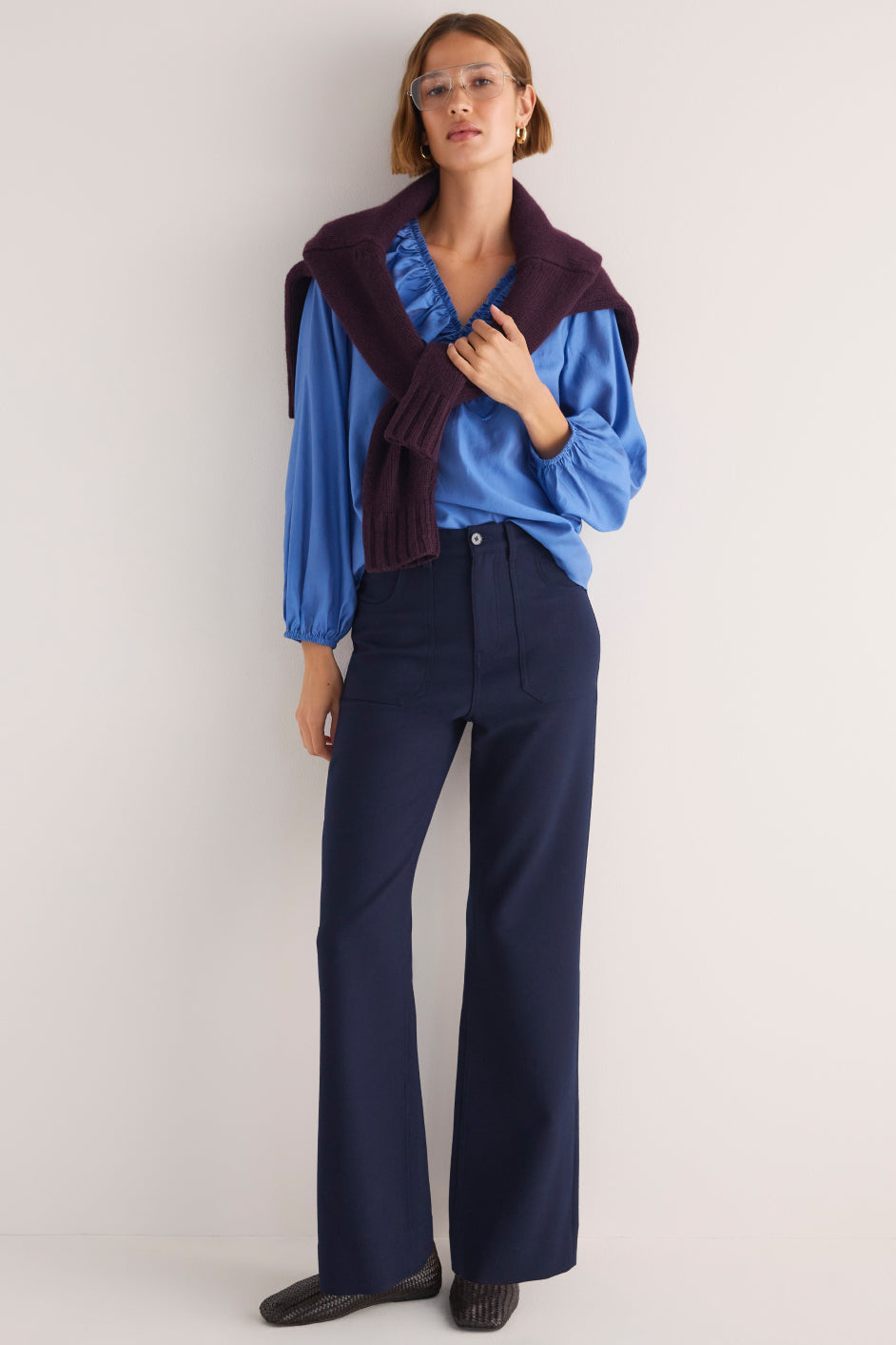 Flossie Wool Blend Trouser - Midnight