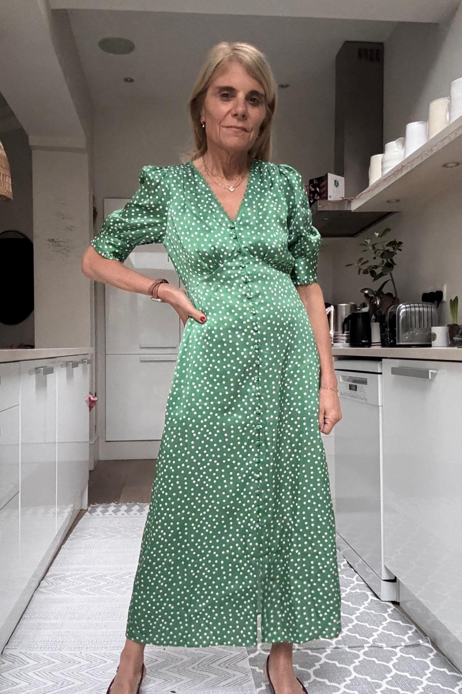 Bernie Silk Dress - Green Spot