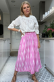 Ophelie Linen Skirt - Pink Ikat