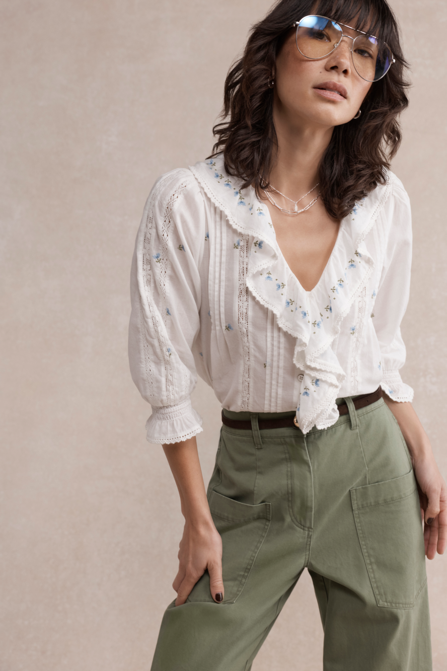 Sierra Blouse - Ivory Embroidered