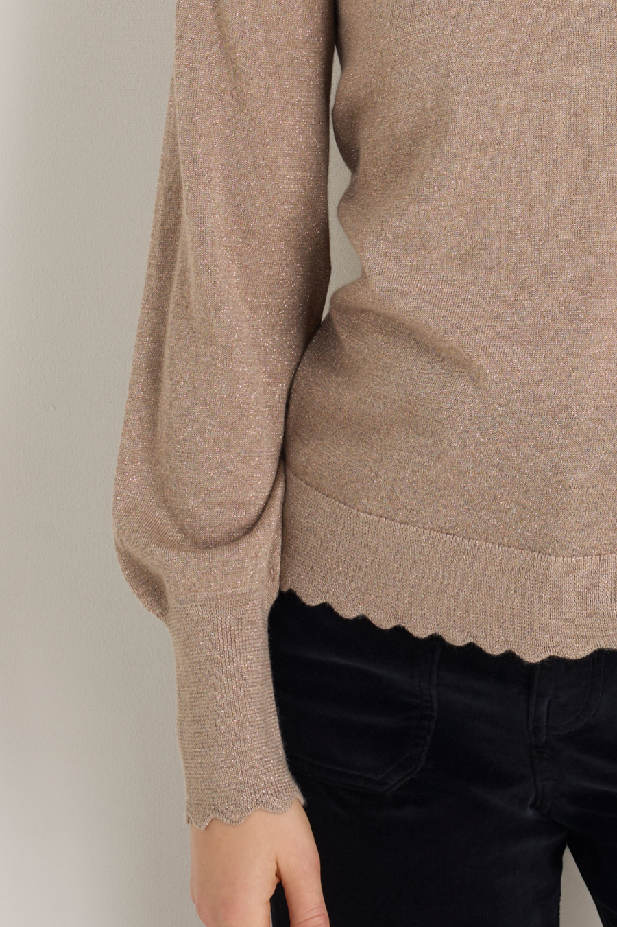 Fleurine Scallop Jumper - Oat Sparkle