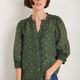 Maeve Silk Blend Blouse - Deep Olive Sprig Floral