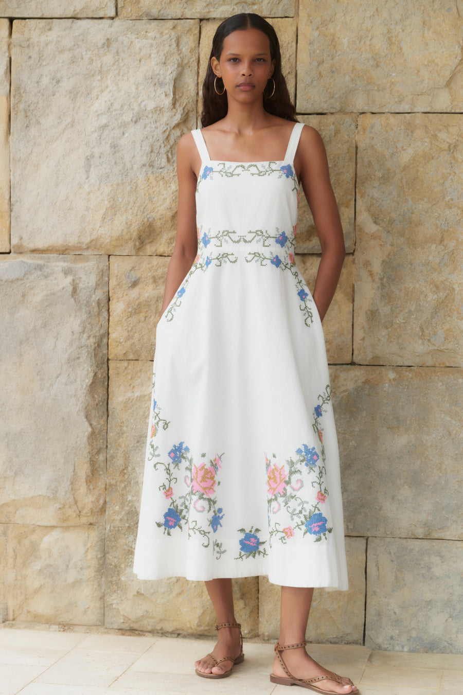 Reina Dress - Ivory Embroidered