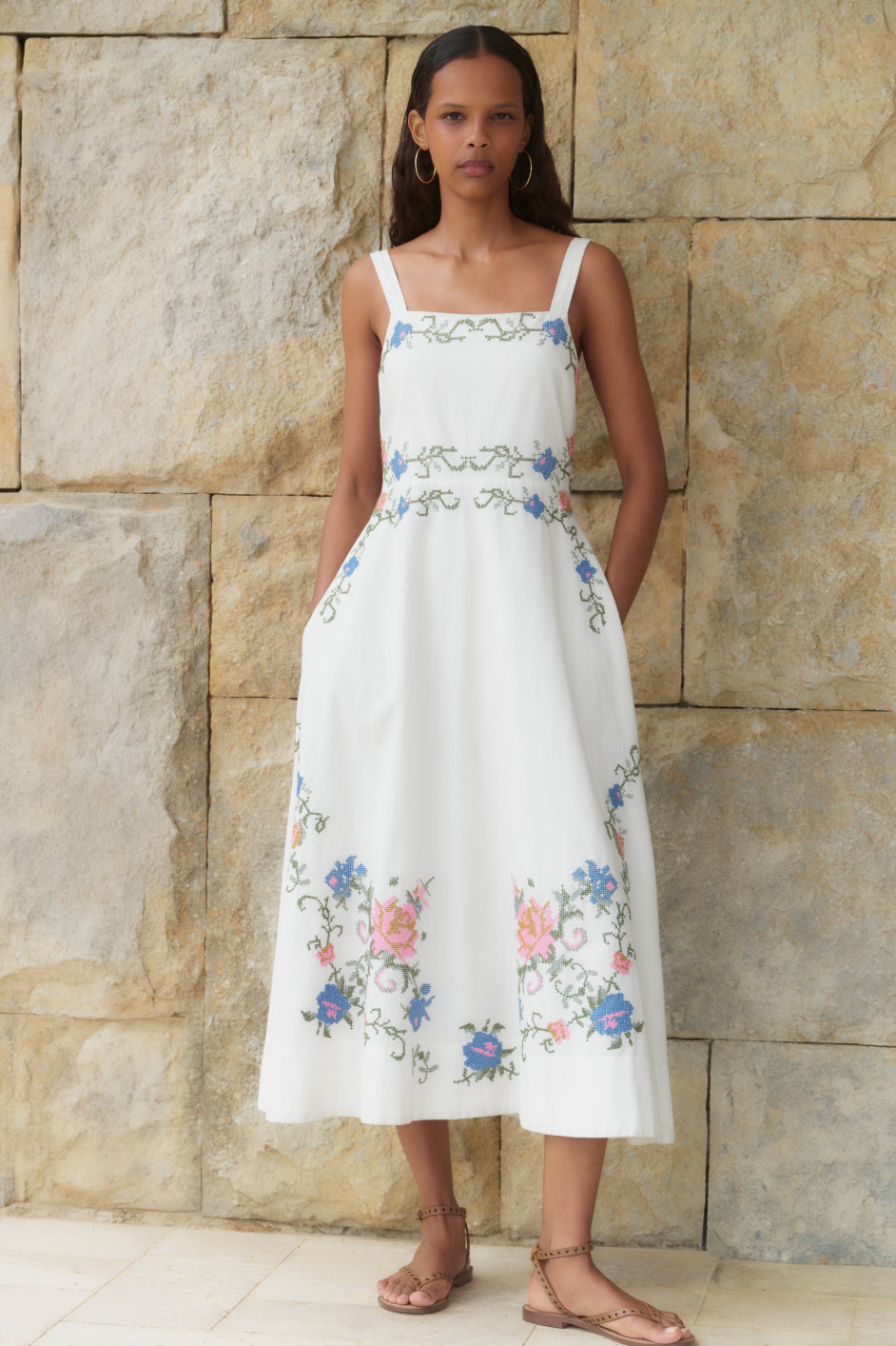 Reina Dress - Ivory Embroidered