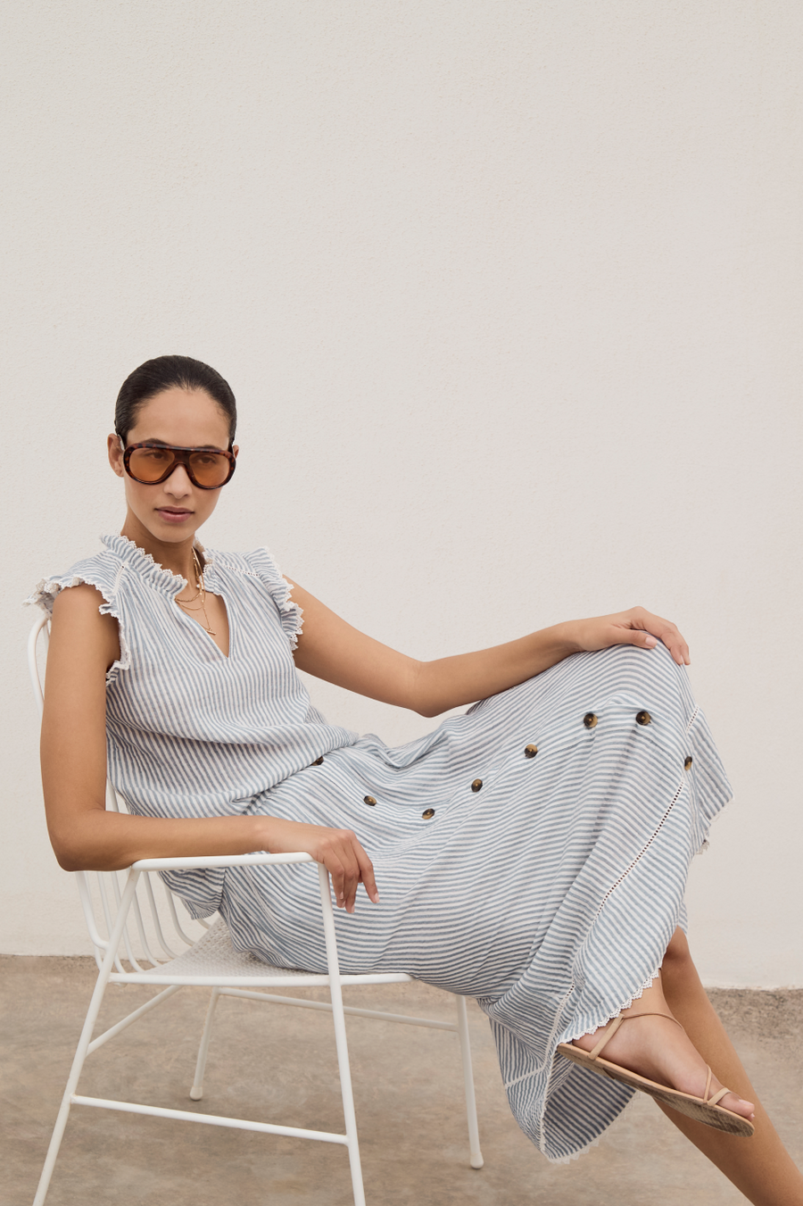 Marlow Skirt - Blue/Ivory Stripe