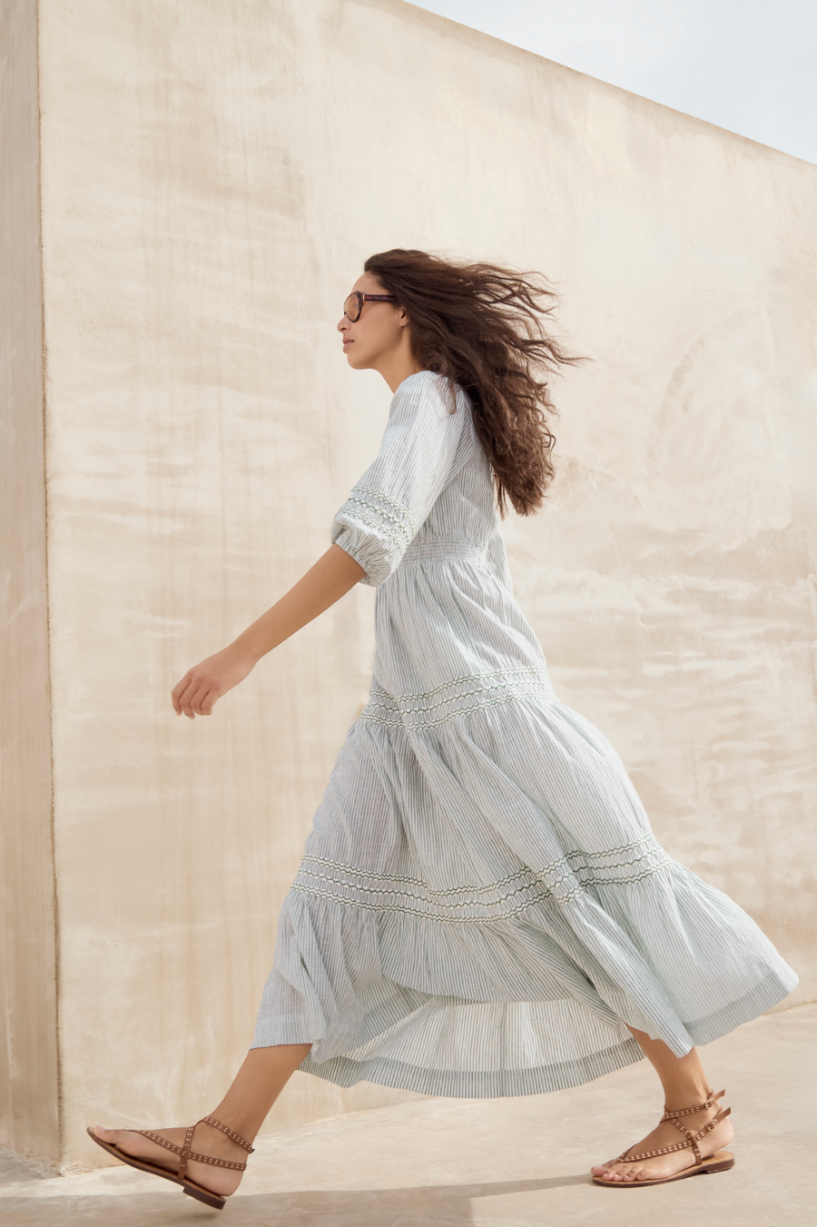 Georgina Dress - Sage Green/Ivory Stripe