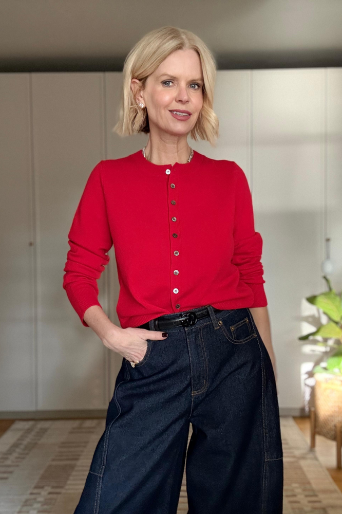 Katie Cashmere Cardigan - Poppy Red