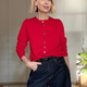 Katie Cashmere Cardigan - Poppy Red