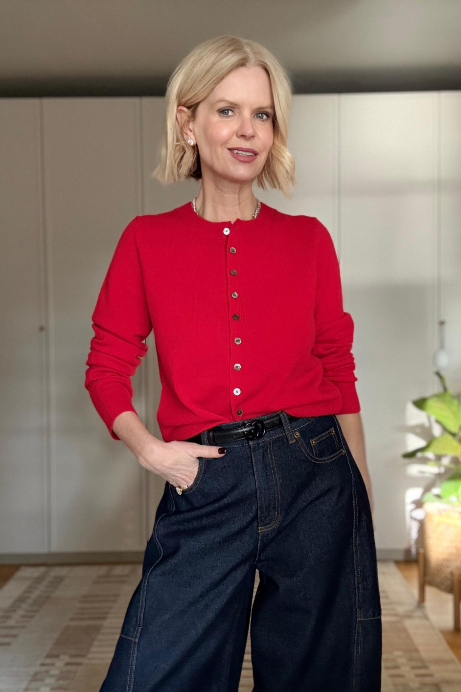 Katie Cashmere Cardigan - Poppy Red