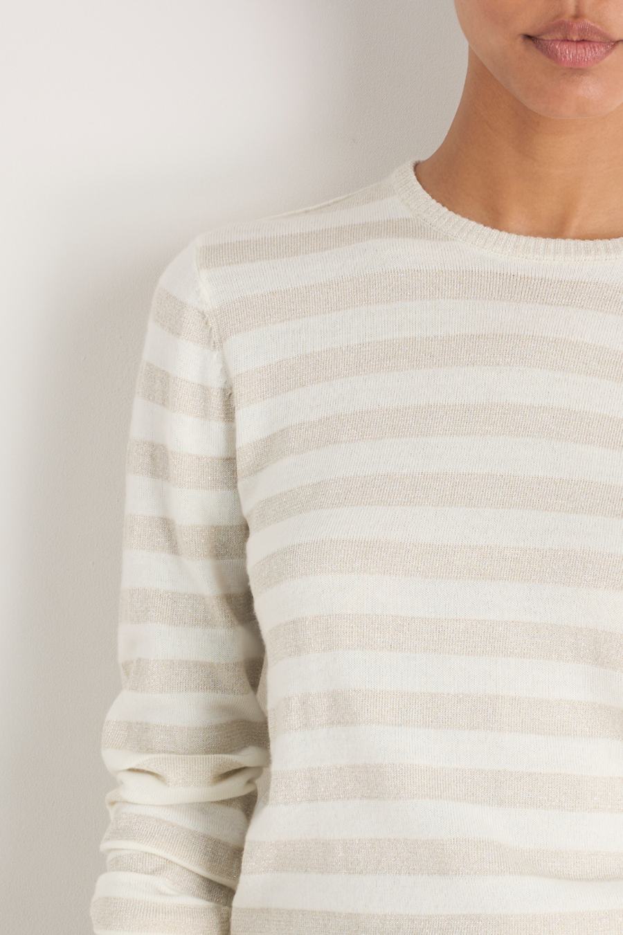 Cath x WYSE Brigitte Jumper - Ivory/Gold Metallic Stripe
