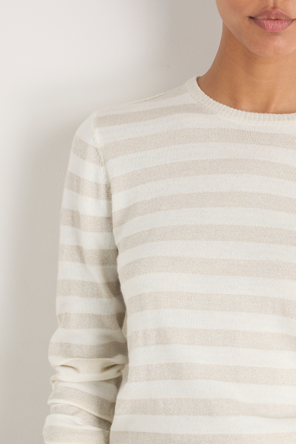 Cath x WYSE Brigitte Jumper - Ivory/Gold Metallic Stripe