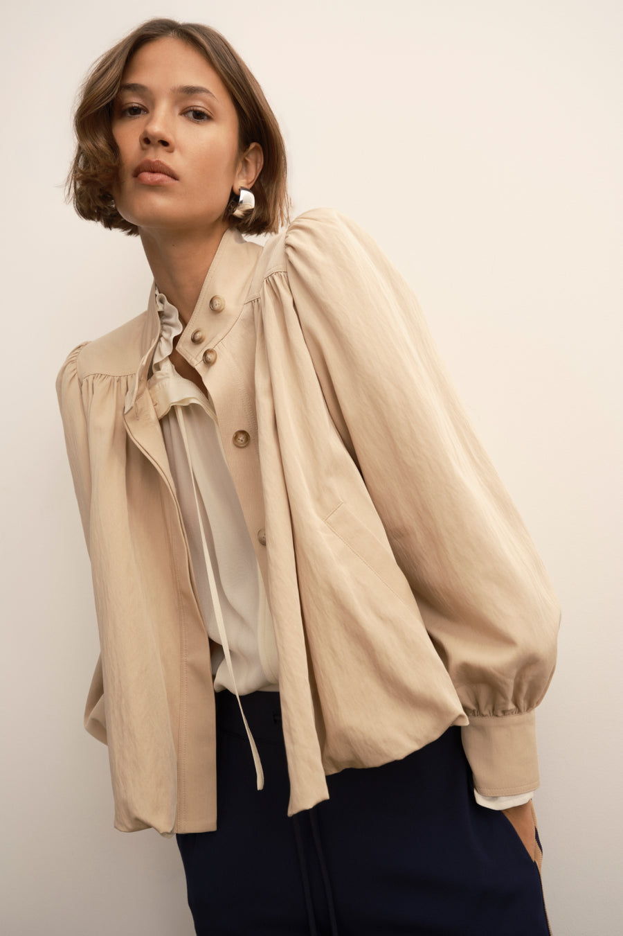 Lana Bubble Hem Trench - Sand