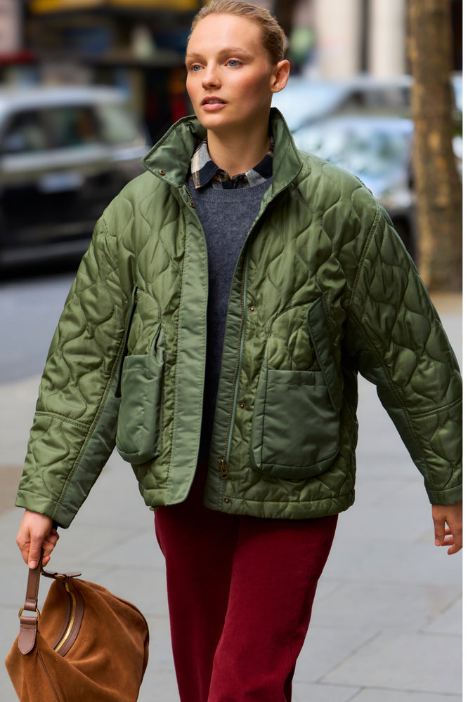 Gaia Quilted Coat - Khaki