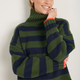 Liana Chunky Funnel Neck Jumper - Midnight/Military Green Stripe