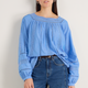 Melody Square Neck Top - Chambray Blue