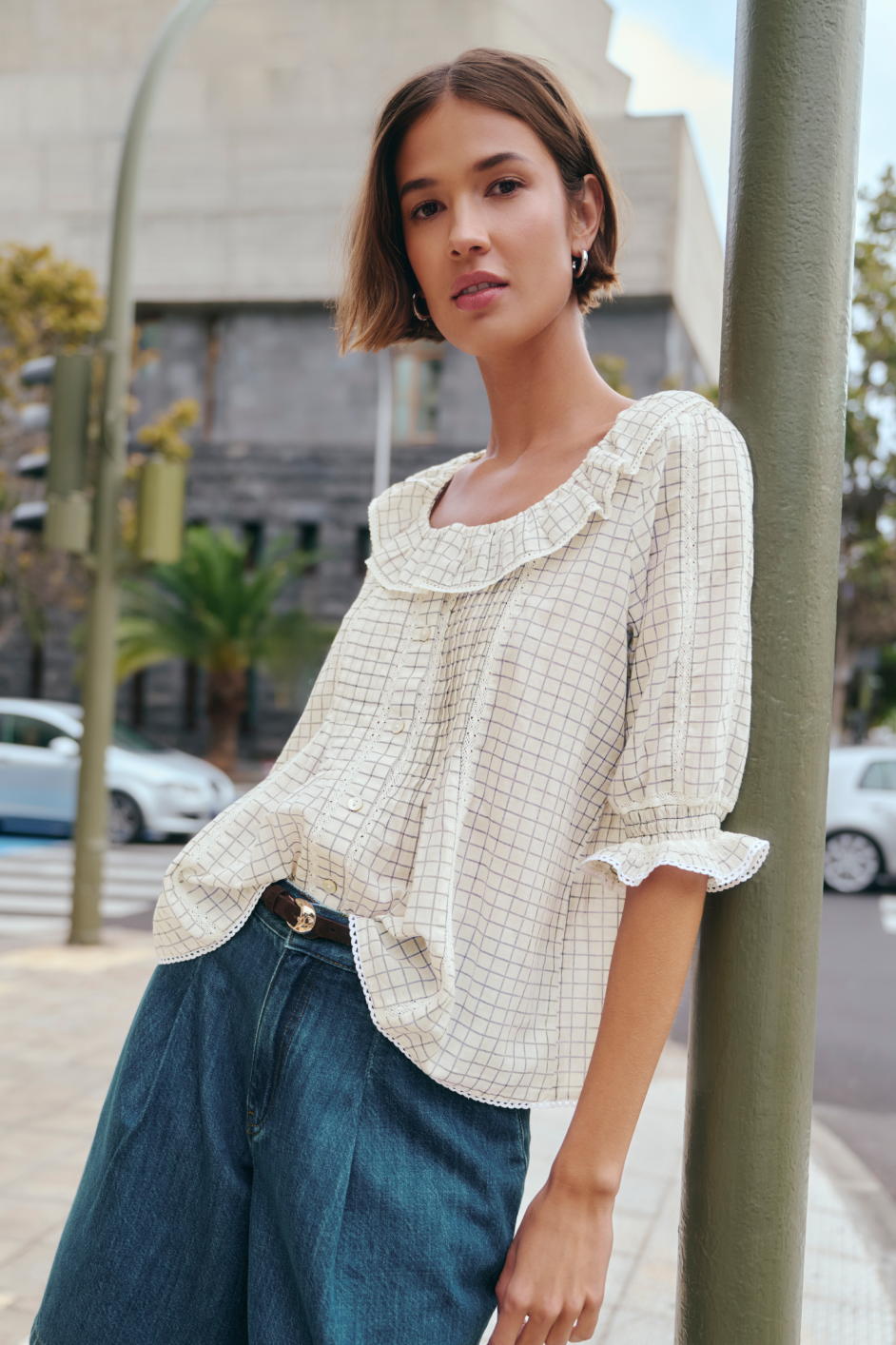 Scarlet Blouse - Ivory Check