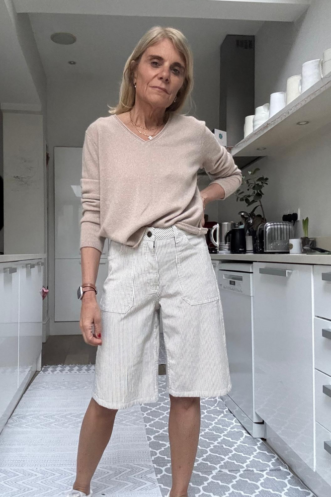 Flossie Carpenter Short - Cocoa/Ecru Stripe