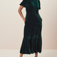 Celeste Silk Velvet Dress - Evergreen