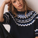 Aria Short Sleeve Jumper - Midnight/Cobalt/Ivory Fairisle