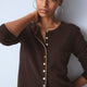 Katie Cashmere Cardigan - Chocolate Metallic Trim