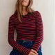 Marnie Long Sleeve Jersey Top - Midnight/Red/Plum Stripe