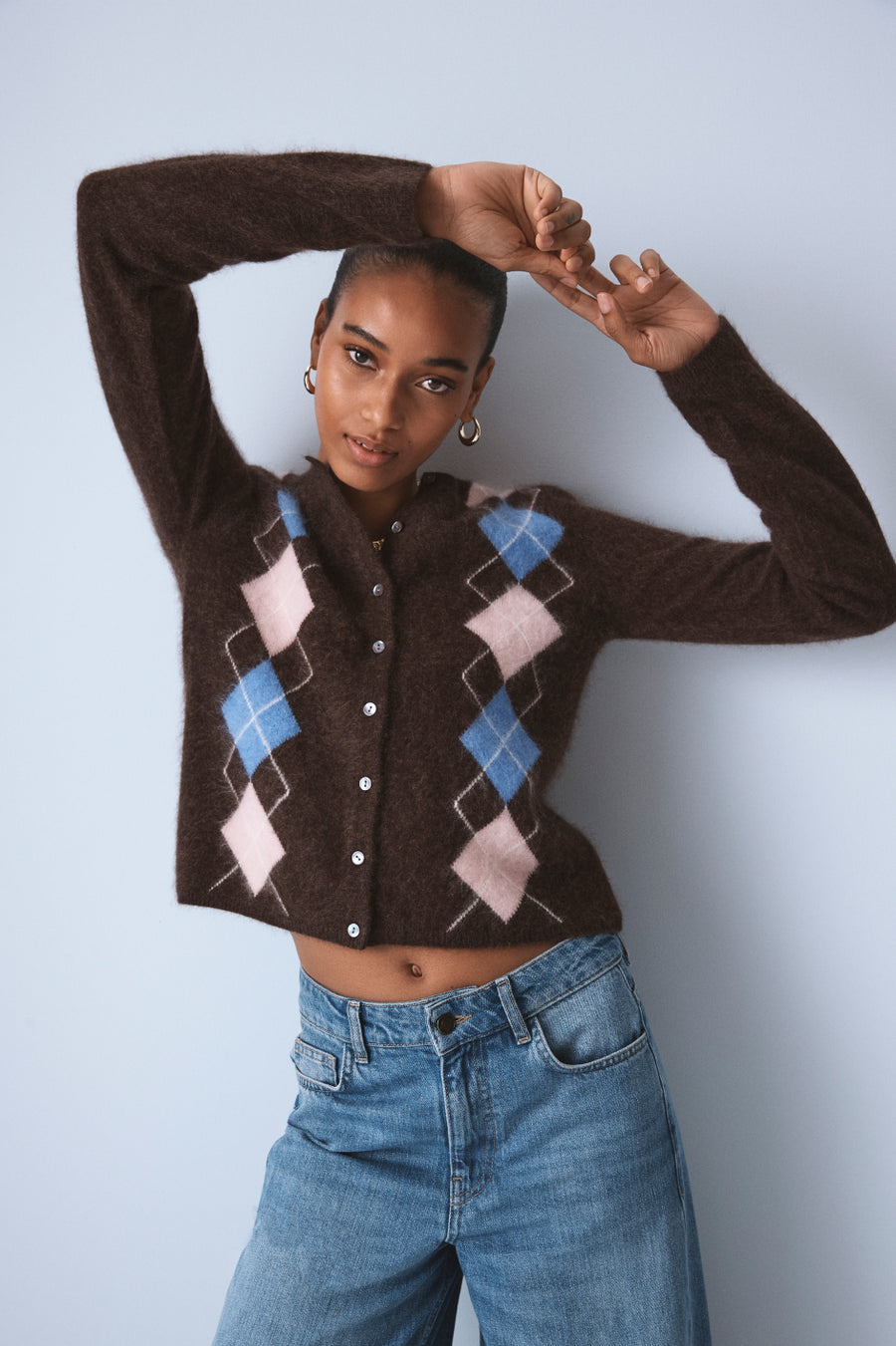 Frida Argyle Cardigan - Chocolate Multi