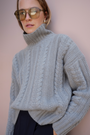 Liana Chunky Funnel Neck Jumper - Taupe Cable