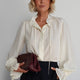 Cath x WYSE Victoria Tie Neck Silk Blouse - Ivory