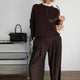Cath x WYSE Audrey Wool Blend Trouser - Chocolate