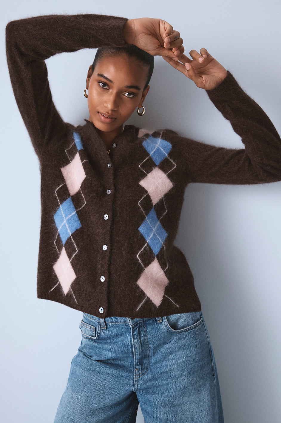 Frida Argyle Cardigan - Chocolate Multi