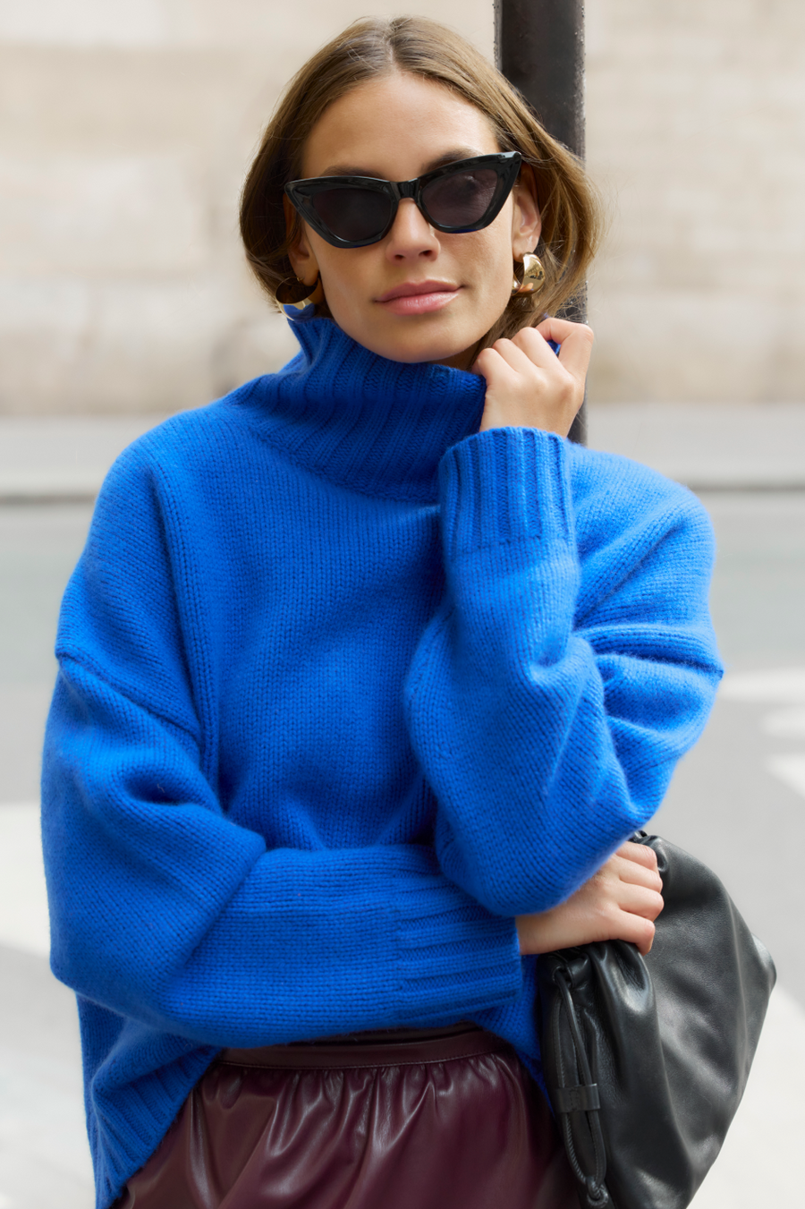 Liana Chunky Funnel Neck Jumper - Cobalt Blue