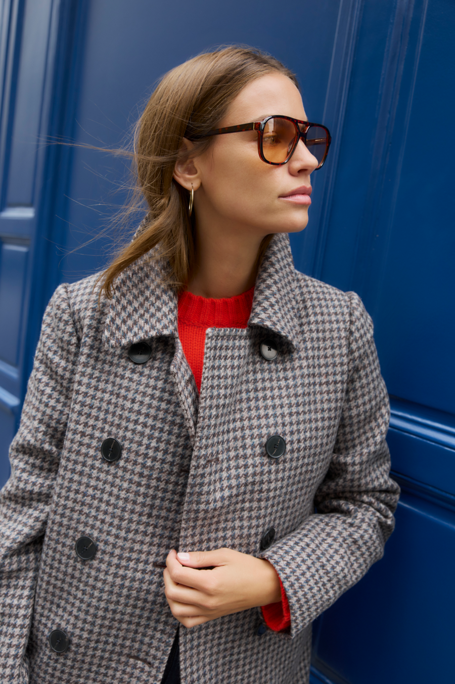 Philippa Pea Coat - Dogtooth