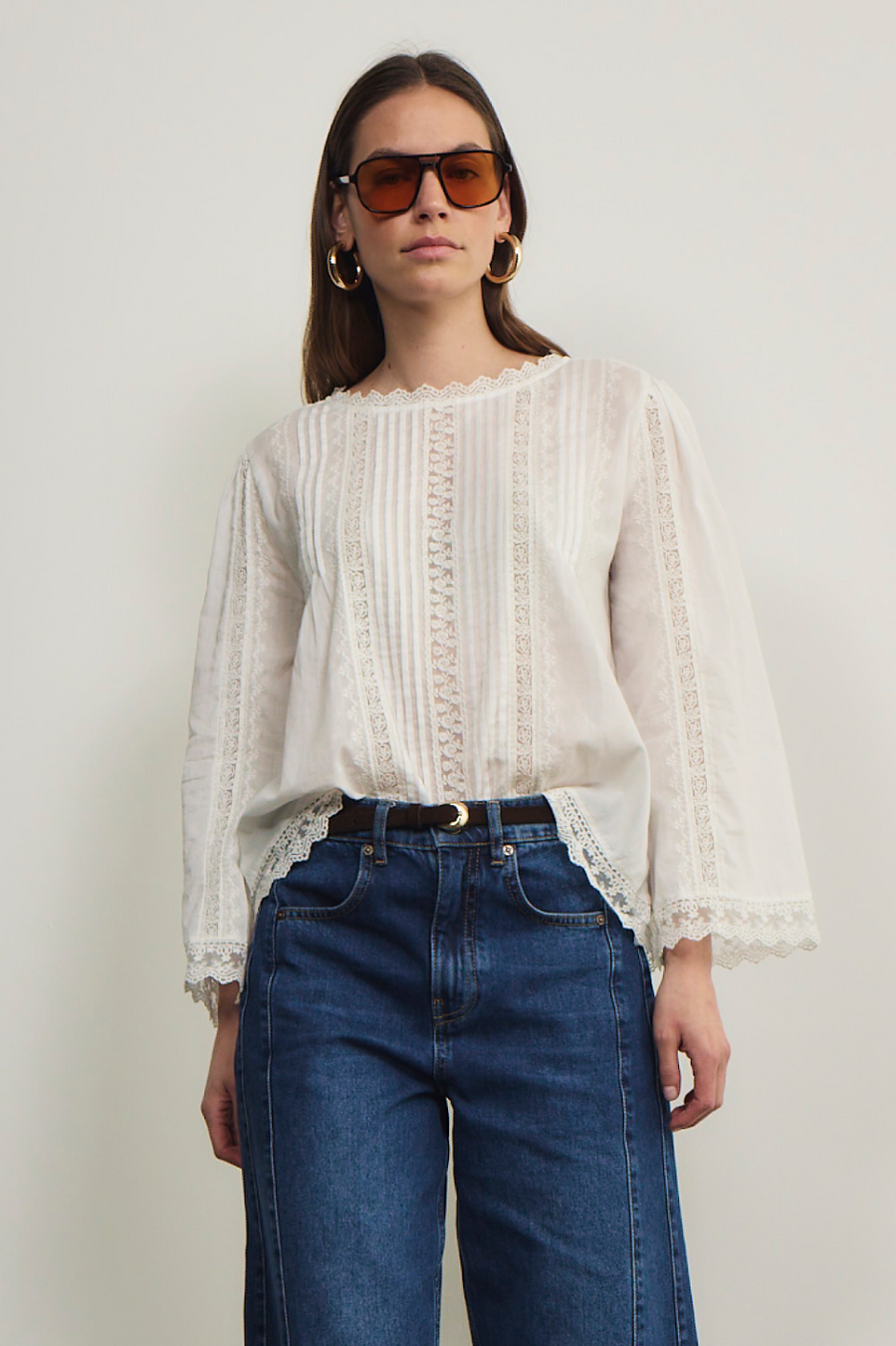 Renee Blouse - White Embroidered