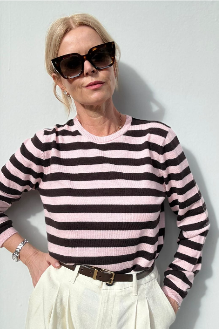 Cath x WYSE Brigitte Jumper - Plum/Pink Stripe