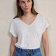 Chiara Linen V Neck Tee - White